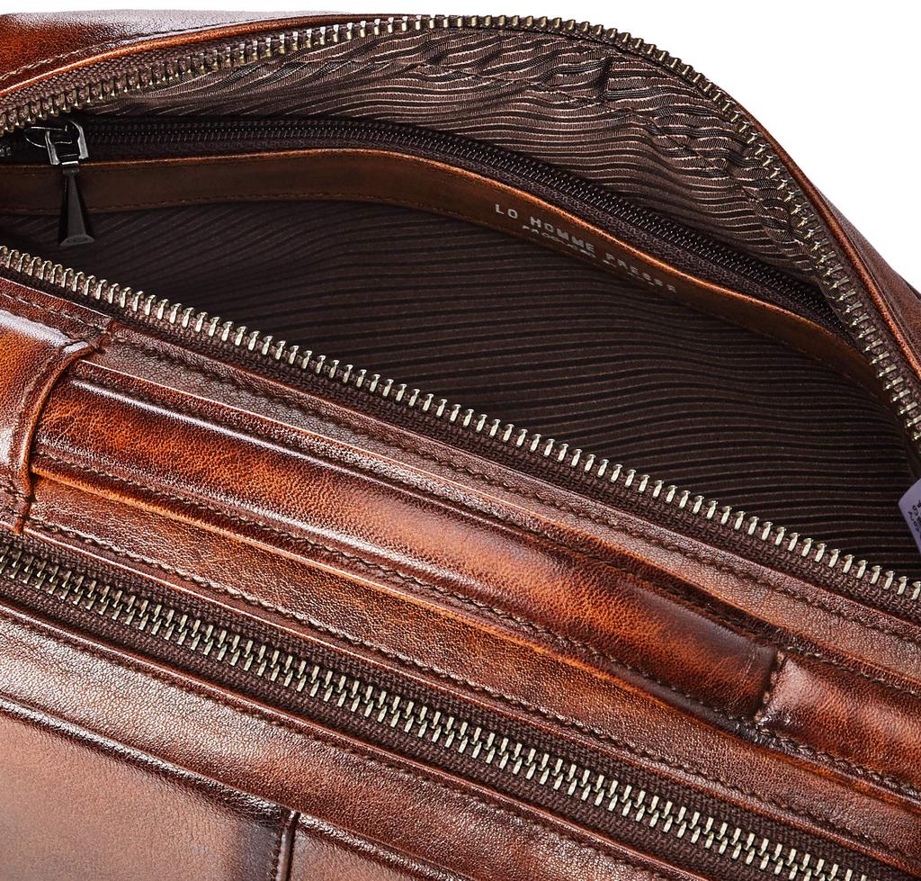 Second Bag Made in Japan Cowhide Archaic 71852 Brown [L'Homme Presse]