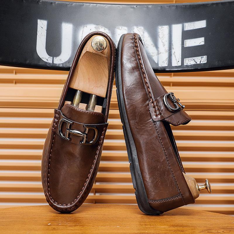 Doudou Shoes Men's High-end New Men's Business Casual Leather Shoes One Pedal Sleeve Lazy Loafers Live Men's Shoes