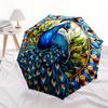 1pc Peacock StainedGlass Auto Open/close, All-Season Portable Folding Umbrella for Women & Men, Travel, Everyday, Formal Events - Compact Luxury Paras