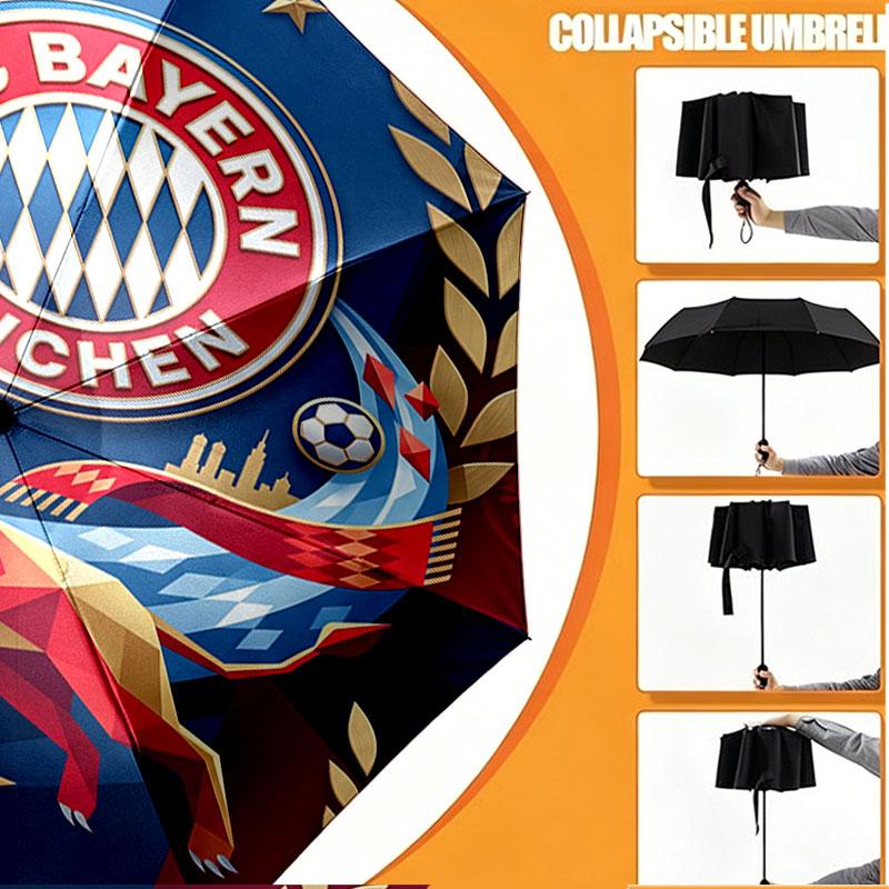Custom Name Personalized FC Bayern Munich Print Umbrella, Auto Open Close, 8‑Rib Sturdy Frame, Commute Camping Hiking Use, Birthday Gift