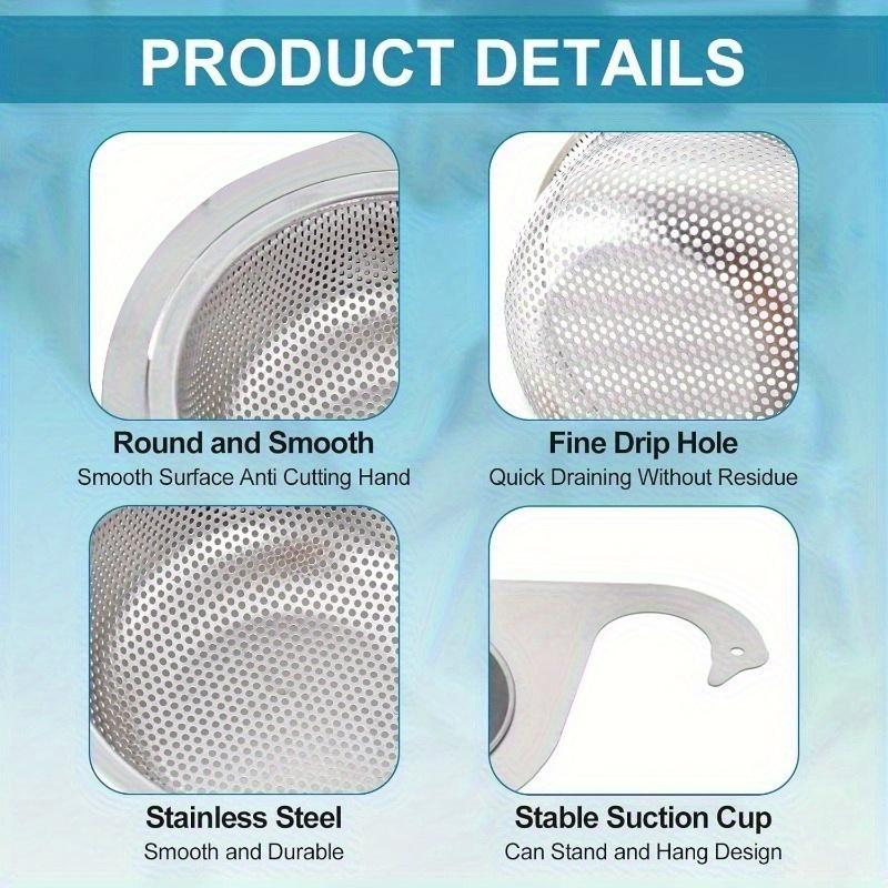 Reinforced steel swan-shaped sink filter basket, stainless steel, corner & faucet-hanging design for kitchen waste filtering.