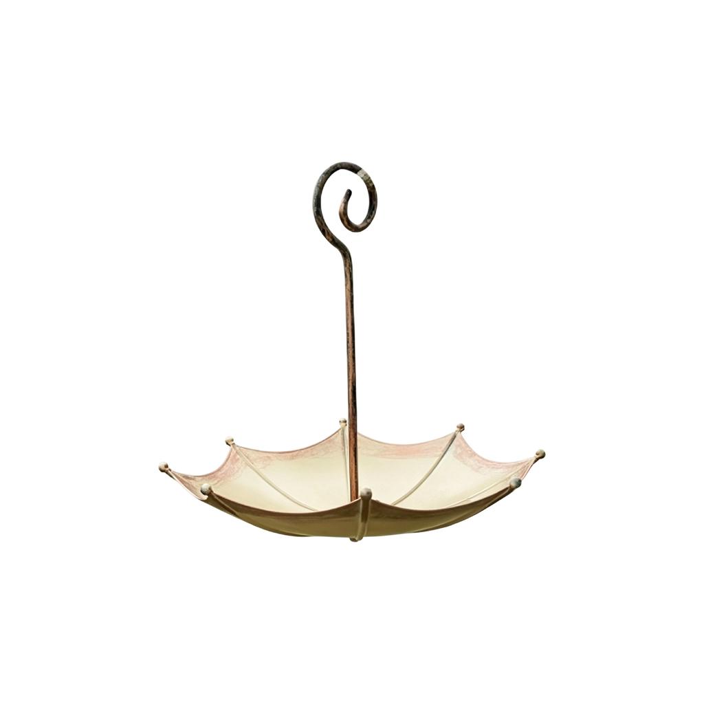 Upside Down Umbrella Bird Feeder Hanging Outdoor Decorative Metal Garden Feeder for Wild Birds with Curved Hook Design