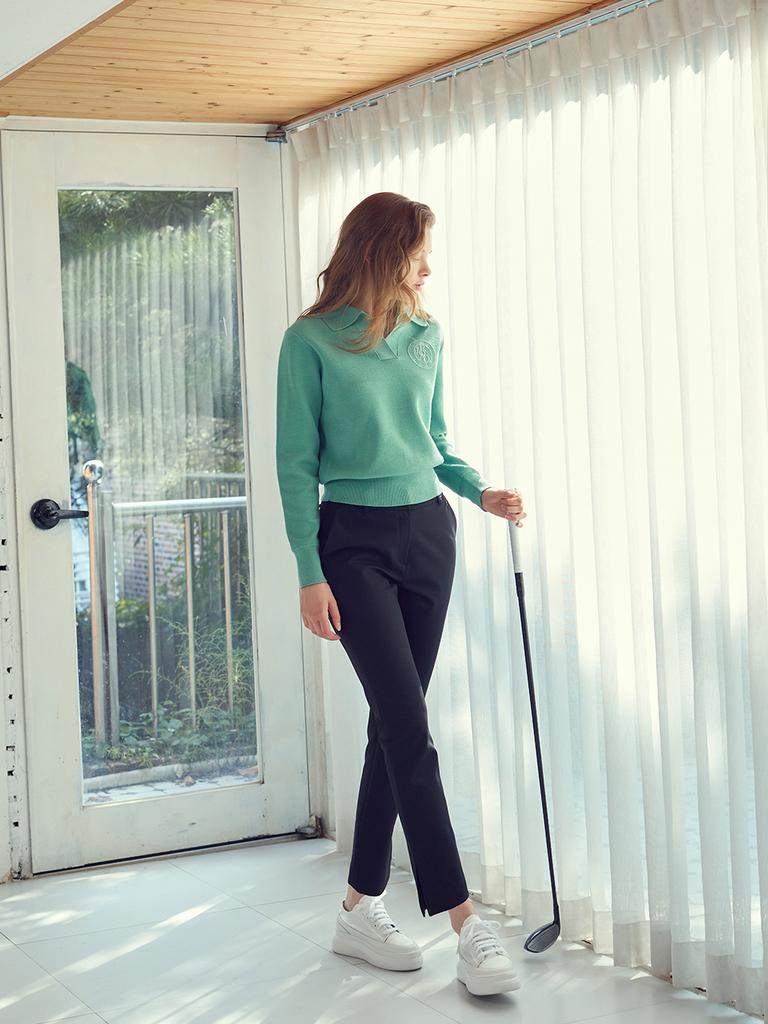 LORDLOAR Elastic Slim Cropped Slacks Black