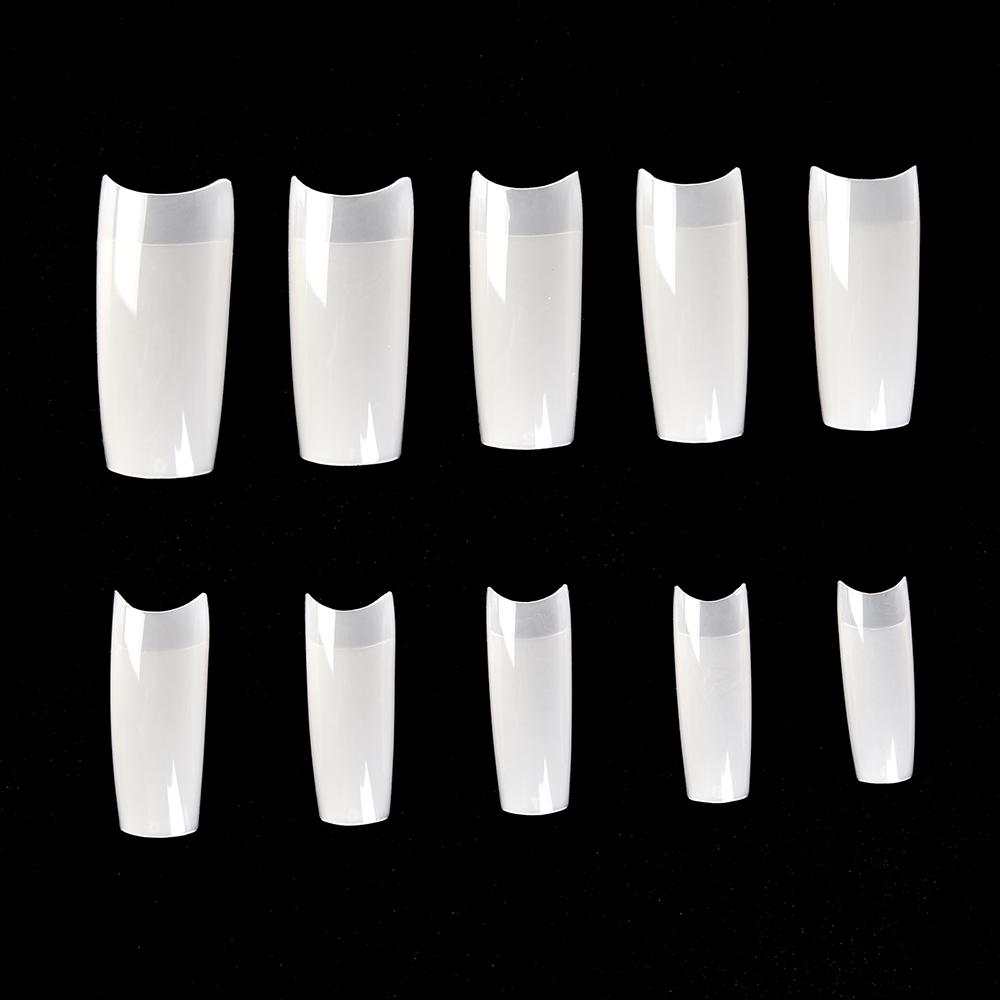 kads 500pcs 10 Sizes Long Square Half Cover False Nail Tips No-Crease Clear Nature White Nail Art Tools Fake Nails Manicure