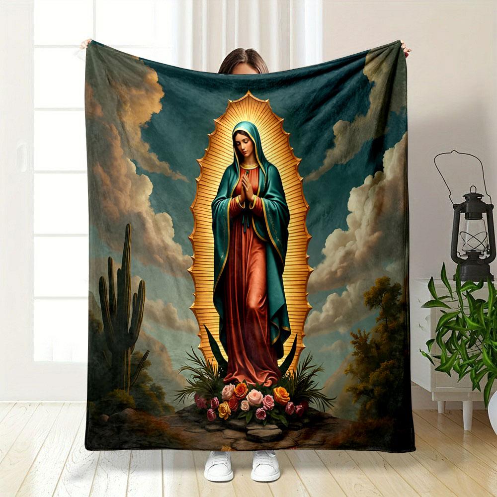 "Virgin Mary with Radiant Aura Design" Print Blanket Soft and Cozy Perfect for the Living Room Bed Sofa or a Nap,gift