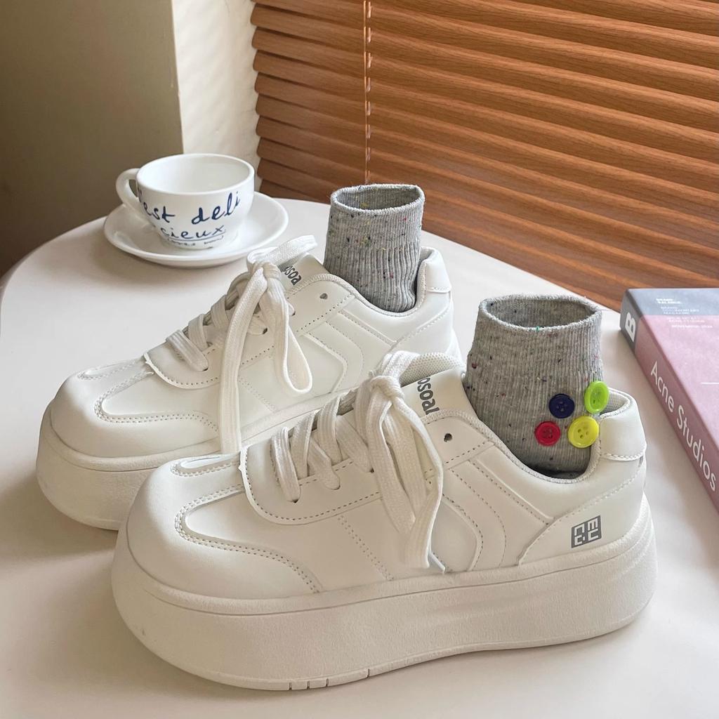 Milk Fufu Japanese Thick-soled Little White Shoes Women's 2025 New Versatile and Lightweight Korean Height-increasing Student Sports Board Shoes