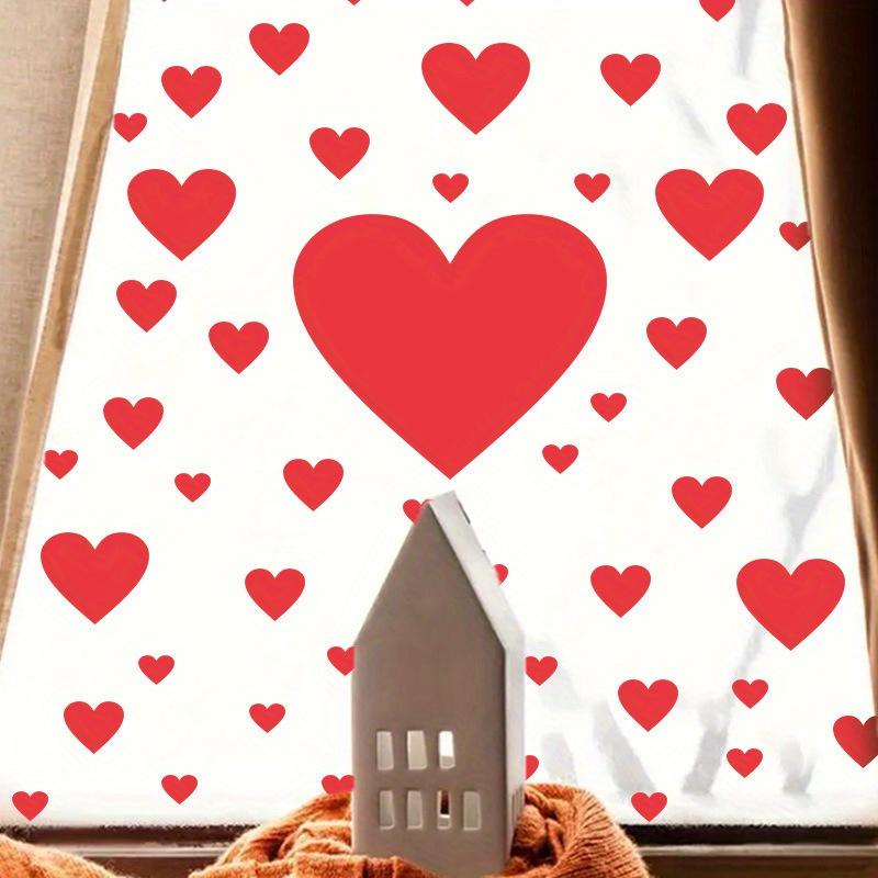 Reusable Red Heart Window & Wall Stickers-Glossy PVC Removable Decals,Multi-Surface-Valentine's Day, Wedding, Party Decorations