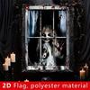 New Halloween Style 2 Pack Halloween Ghost Curtain Decorations - Female Ghost Window Cover For Indoor/outdoor Party Decor