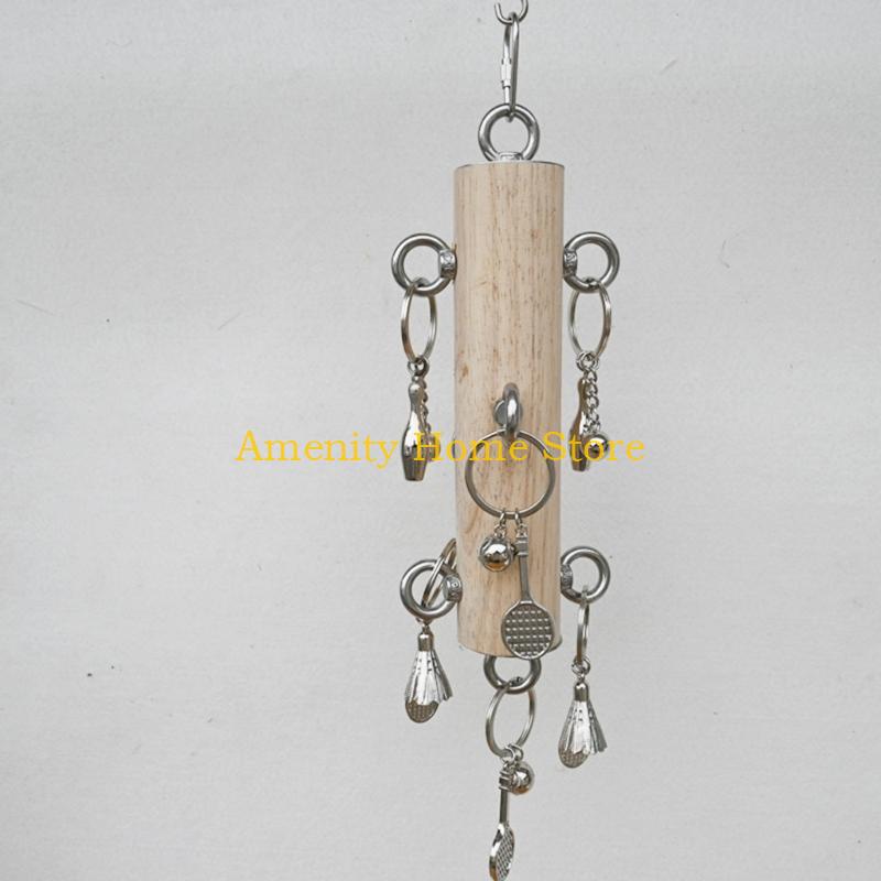 Juguete para Pájaros F26C Juguete Colgante para Jaula de Pájaros Juguete Natural de Tirar con Anillas Metálicas Juguete para Masticar Loros Juguete Rompecabezas de Rasgar para Cacatuas