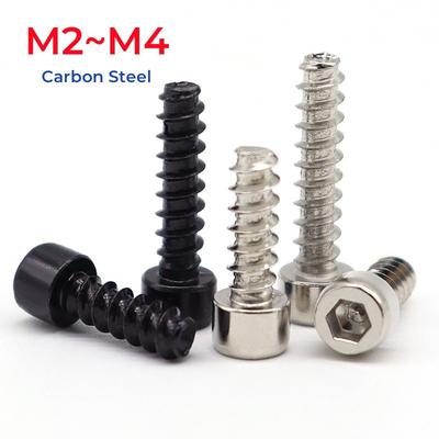 M2 M2.6 M3 M4 Black Nickel Plated Carbon Steel Hexagon Socket Head Cap Self-tapping Screw Allen Head Tapping Screws Flat Tail