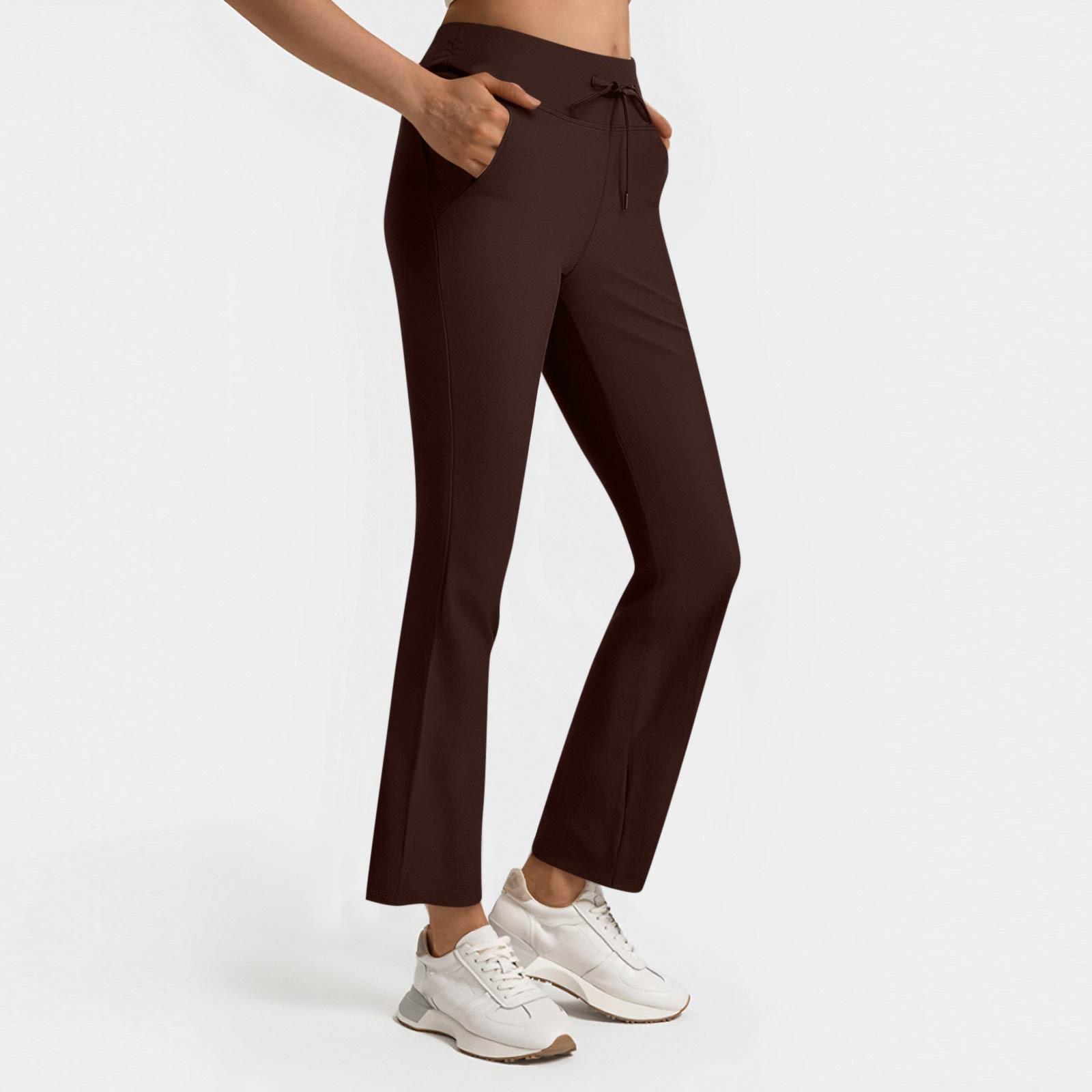 

Женские повседневные модные брюки однотонные с высокой талией и завязками на шнурке S кофейный