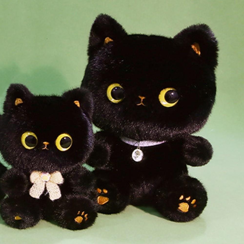 Furry Siamese Cat Doll Kawaii Cat Table Doll Cute Black Cat Plush Toy  Christmas Gift