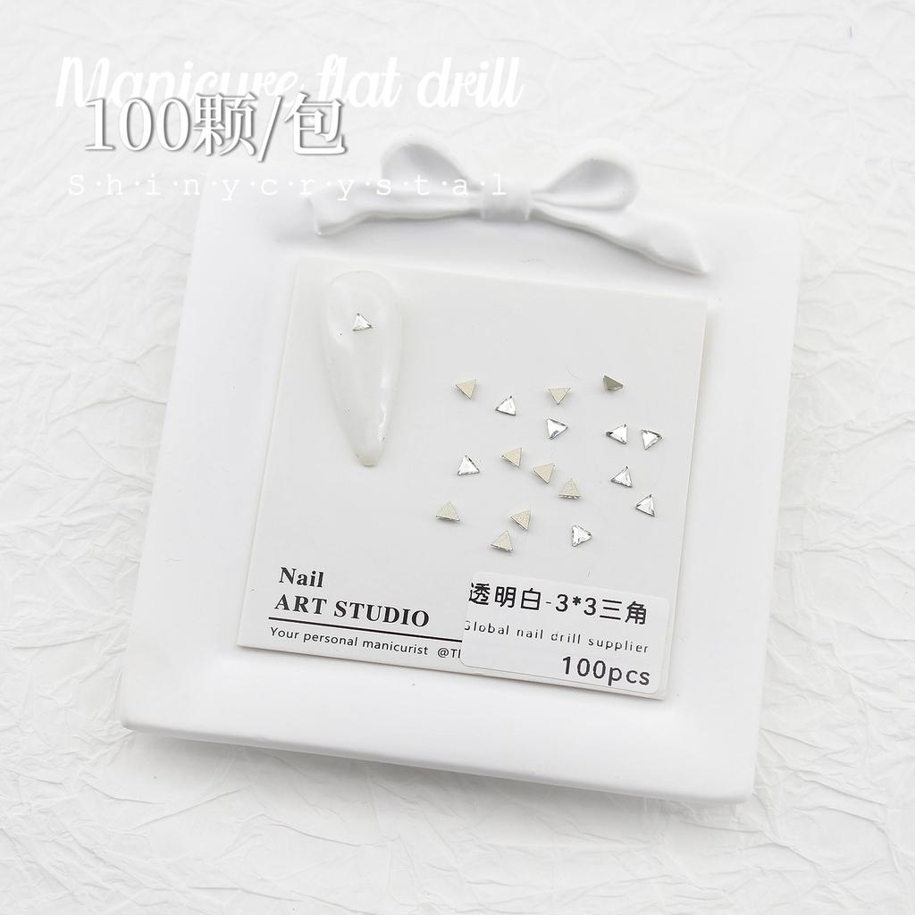 Nail Art White Flat Bottom Special-Shaped Diamond Size Mini Water Drop Love Square Transparent Diamond Jewelry White Rectangular Diamond