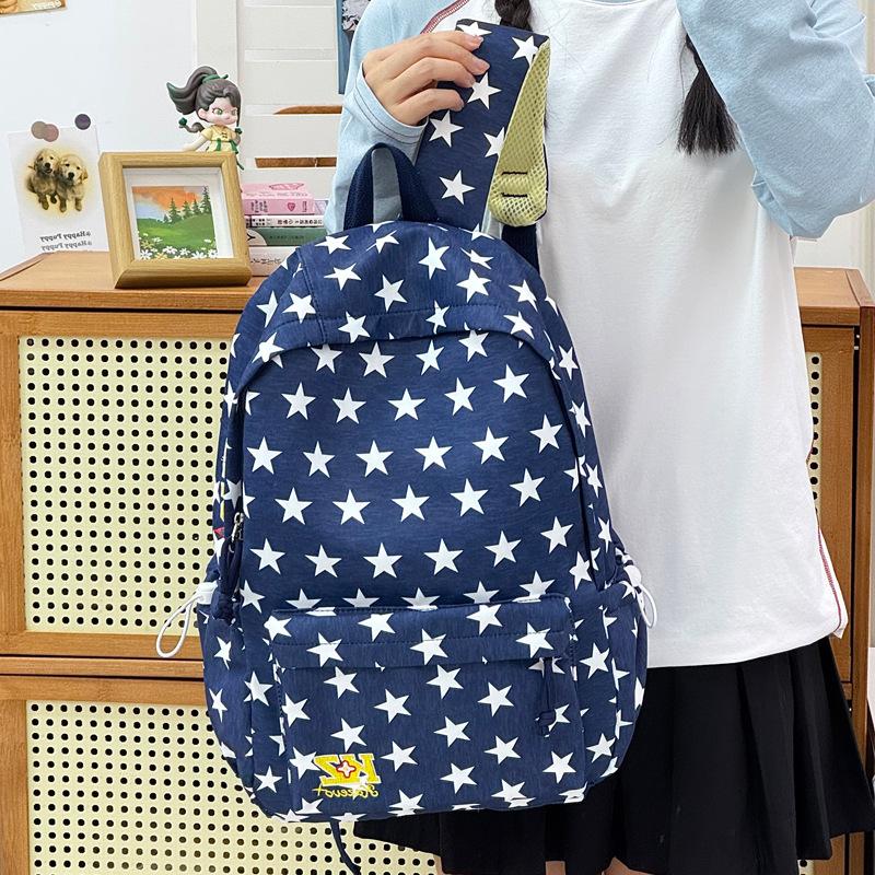 Schoolbag Star Printing Student Schoolbag Simple and Lightweight Student Party Class Daily Travel Leisure Large Capacity Backpack