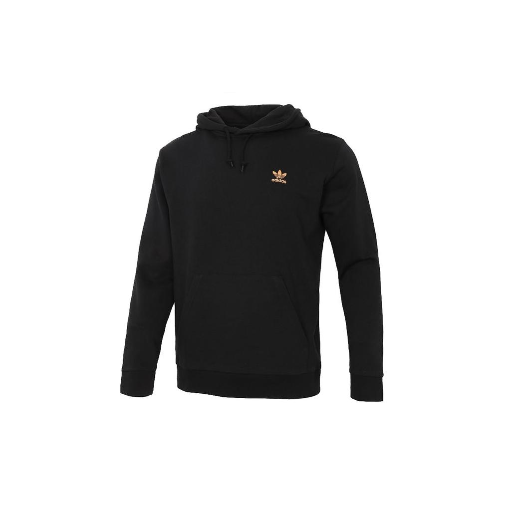 Adidas Originals Trefoil Gold Logo Hoodie Sweatshirt Men Tops Black GP0932