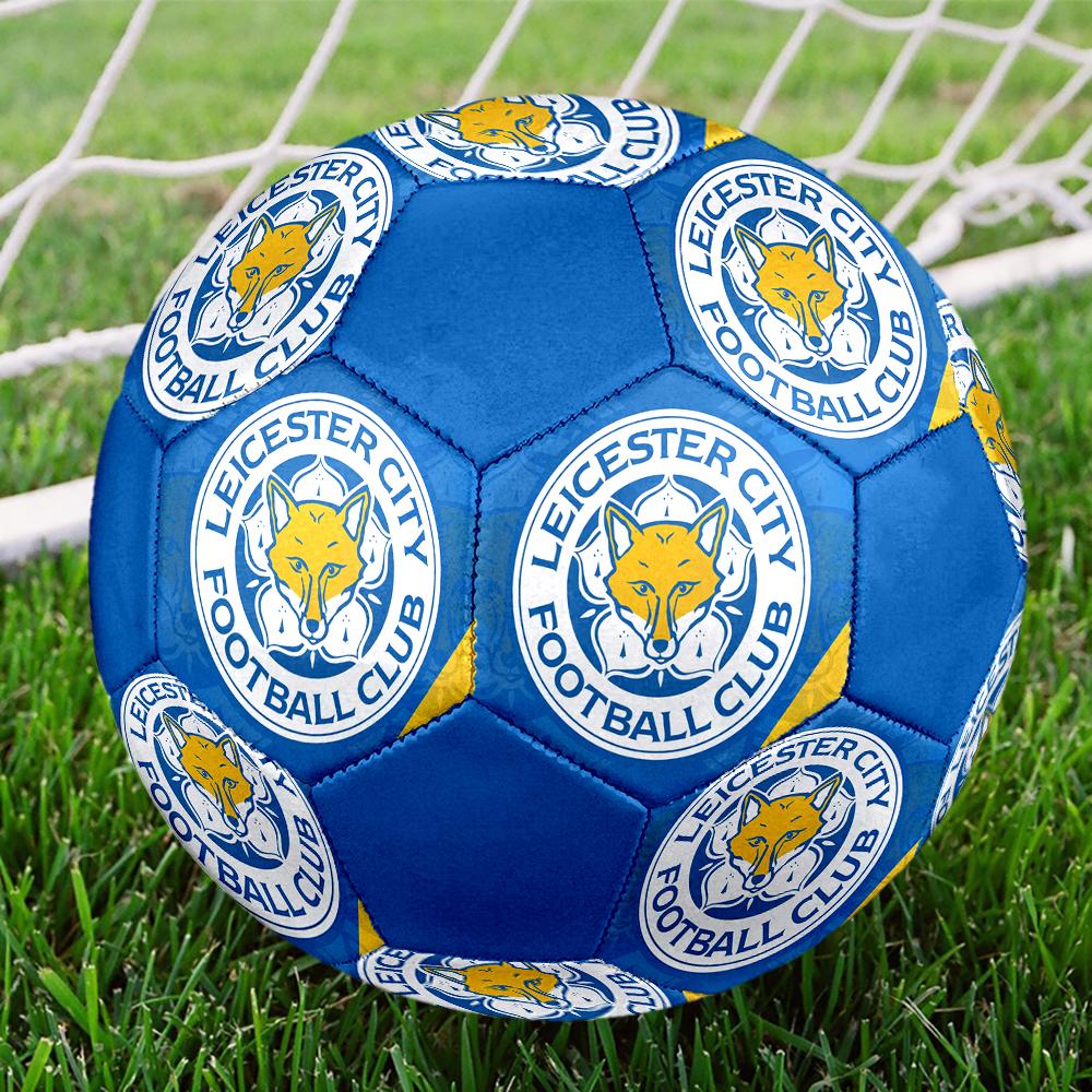 Pallone da Calcio Leicester City taglia 5, colorato, adatto a tutte le età, cucito a macchina, materiale PVC, qualità da competizione, durevole e ad alto rimbalzo