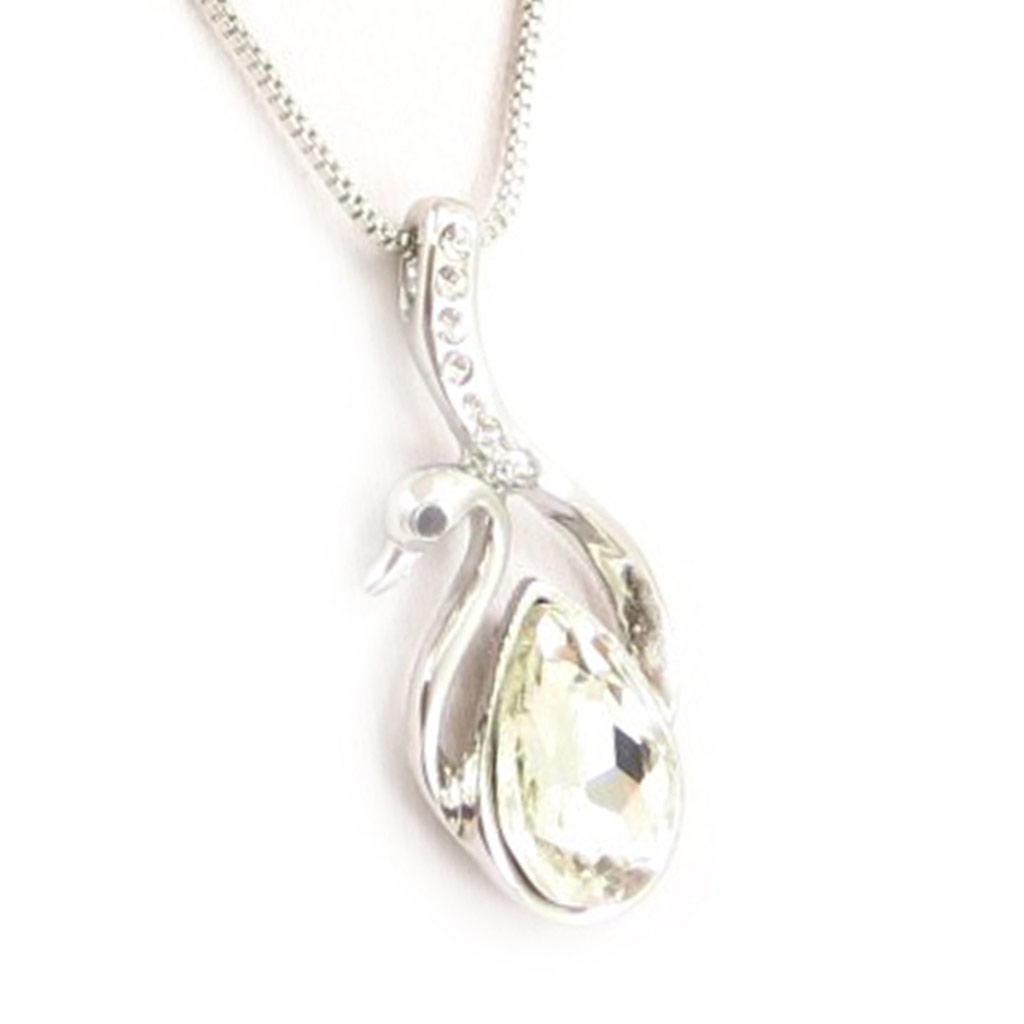 Les Trésors De Lily [K7034] - White 'Swans' Designer Necklace