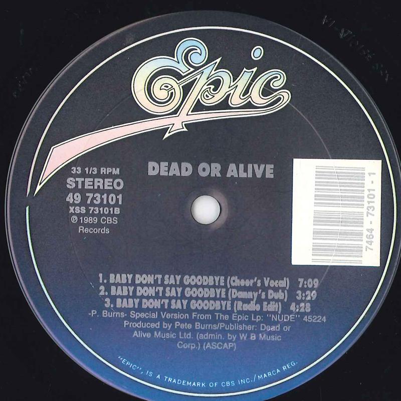 

12inch Record DEAD OR ALIVE - Baby Don t Say Goodbye(Club Mix)(In 4973101 EPIC 1989 US Dance & Electronica Used