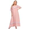 Sommerfrauenkleid Plus-Size-Nationalwind-Kurzarmkleid mit lockeren Fransen