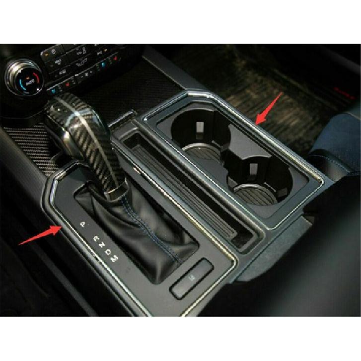 Central Gear Shift Panel Frame Trim Cover For Ford F150 2015-20 Red Carbon Fiber