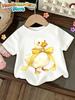 Cute Bow Duck Print Short-Sleeved T-Shirt for Girls Soft Round Neck Top Fashion Loose Summer Gift for Girls Casual Girl Clothes