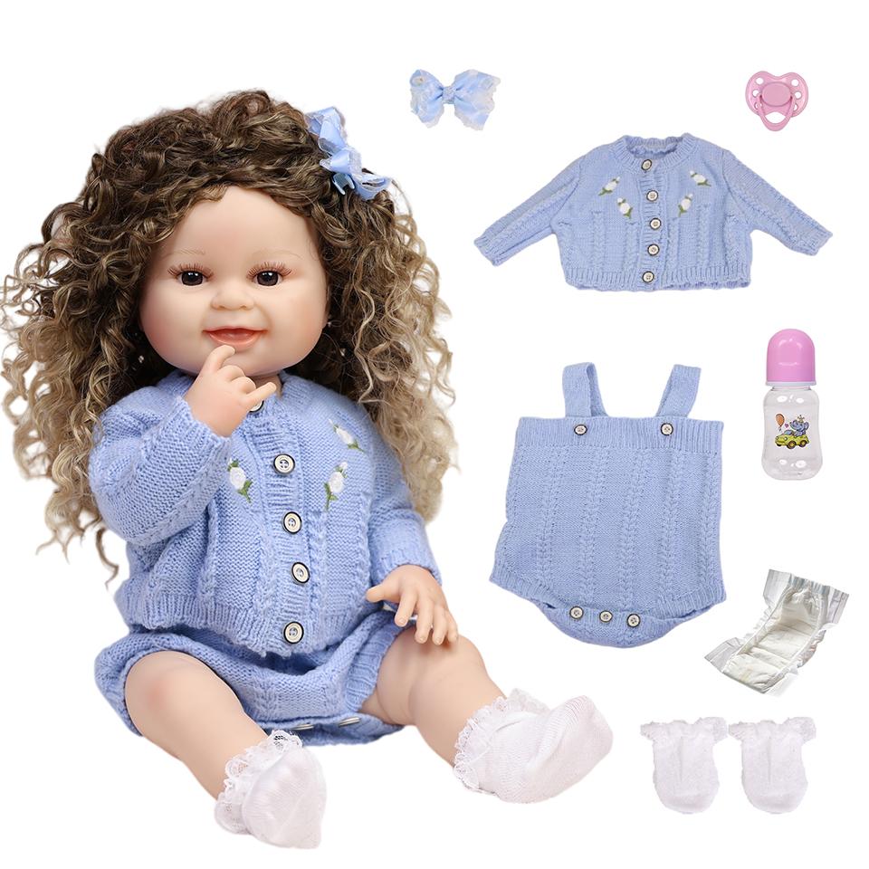 55CM Smile Reborn Baby Doll Full Silicone Vinyl Soft Touch Cute Playmates DIY Toy For Children