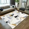 Luxury Marble Geometric Area Rug Gold Foil Abstract Print Non-Slip Floor Mat for Living Room Bedroom Modern Home Decor Gift
