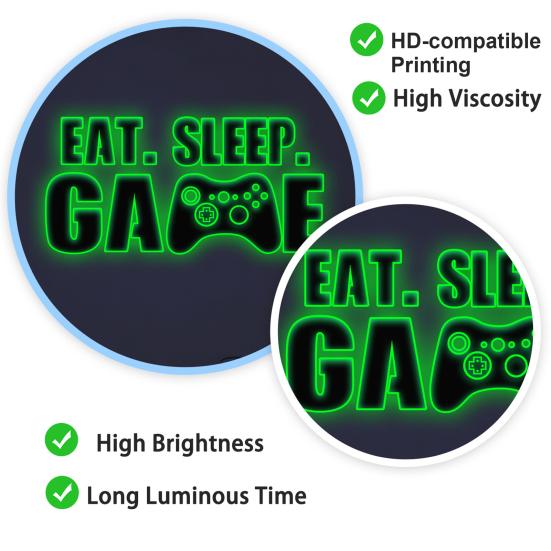 Glow In The Dark Eat Sleep Game Wall Decal, Luminous Gamer Boy Wall Stickers, Video Game Decor, Gaming Controller Decals
