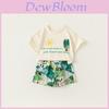Cartoon Letter Boys Summer T Shirt And Shorts Set Cotton Breathable Casual Kids Outfit For Vacation