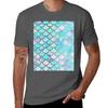 Teal And Blue Watercolor Faux Glitter Mermaid Scales Tshirt Stylish Graphic Short Sleeve Top
