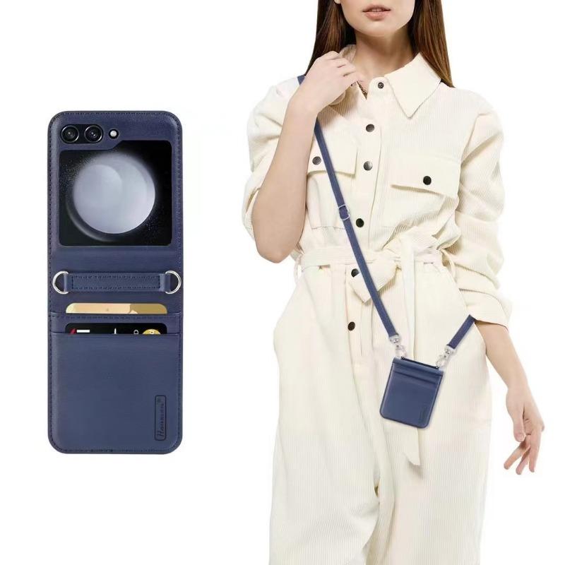 Crossbody Wallet with Card Holder Phone Case for Samsung Galaxy Z Flip 6 5 4 3 Flip6 Flip5 Flip4 Flip3 Leather Protective Cover