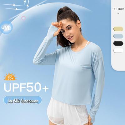 Camisa de Manga Comprida Feminina UV 50+ de Secagem Rápida para Esportes de Verão
