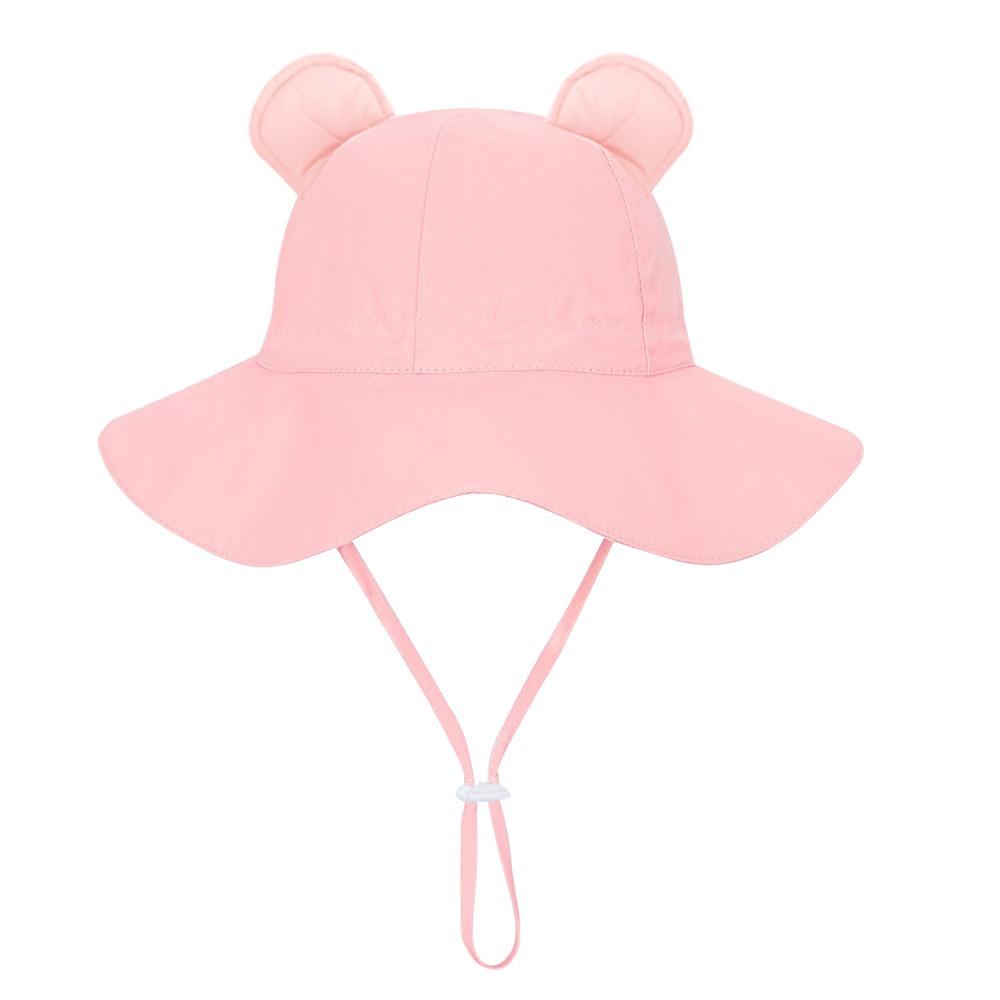 

With Ears Baby Summer Hat Large Brim Baby Sun Hats Cartoon Panama Hat for Girls Boys рожевий