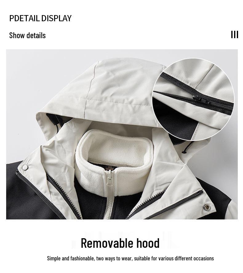 Autumn/Winter Outdoor Windproof Jacket: Women's Single Layer & Men's Three-in-One Set with Detachable Liner
