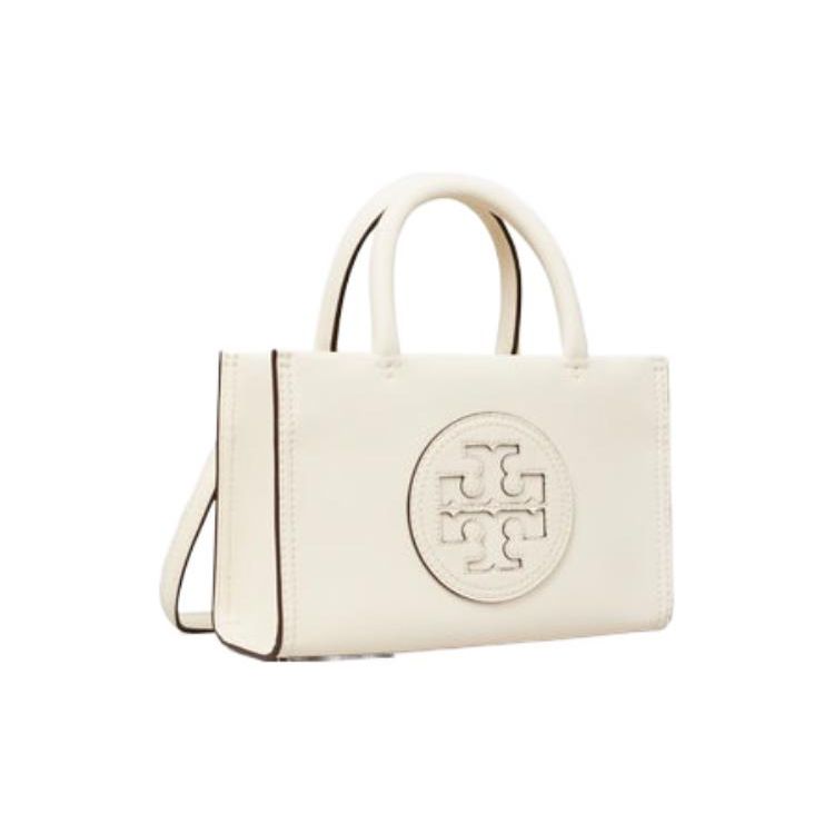 Tory Burch Ella Magnetic Snap Adjustable Detachable Shoulder Strap Faux Fur Tote Bag Shopping Bag Crossbody Handbag Mini Women Tote White 145613-100