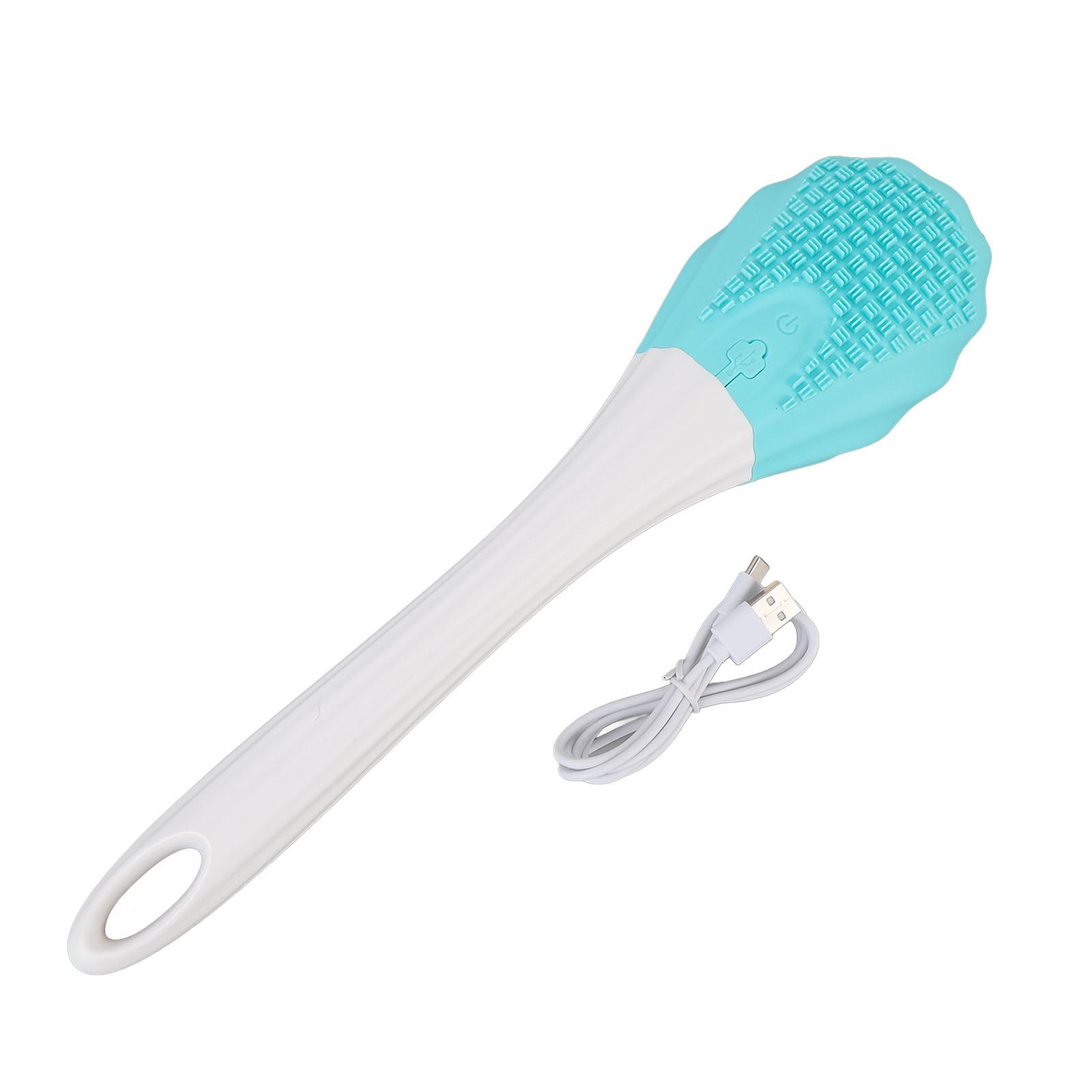 

Электрическая щетка для душа с длинной ручкой, аккумулятор 500 мАч, силиконовая массажная отшелушивающая щетка для спины синий