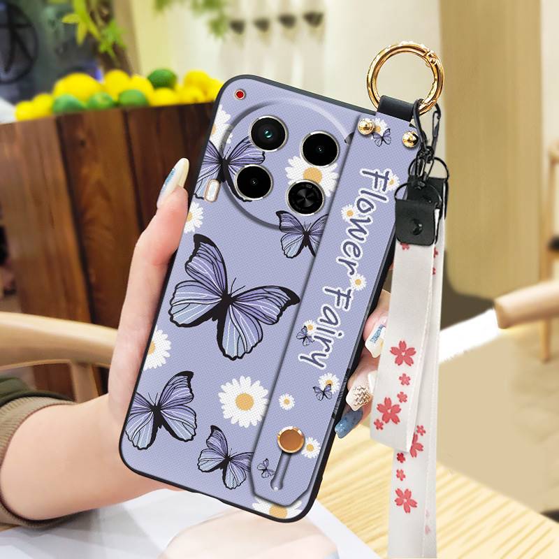 Waterproof Durable Phone Case For Tecno Camon30/4G/5G/CL6/CL7 Oil Painting Soft Case Kickstand Wristband Protective Ring