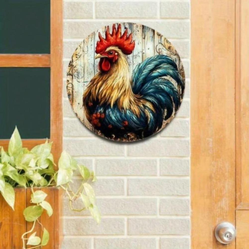 Vintage Rustic Rooster Tin Sign Weatherproof Wall Art Farmhouse Garage Decor