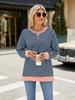 Elegant and Fashionable Autumn and Winter Comfortable Round Neck Striped Splicing Open Loose Long-sleeved Sweater Jacket Pullover Shirt Hoodies