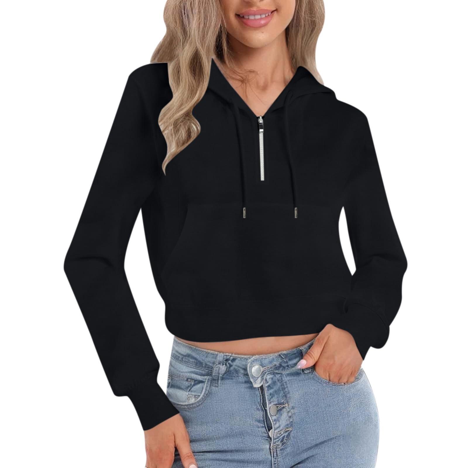 Женский модный пуловер с длинными рукавами однотонный повседневный свободного кроя с капюшоном на молнии и короткой кулиской L 1915₽