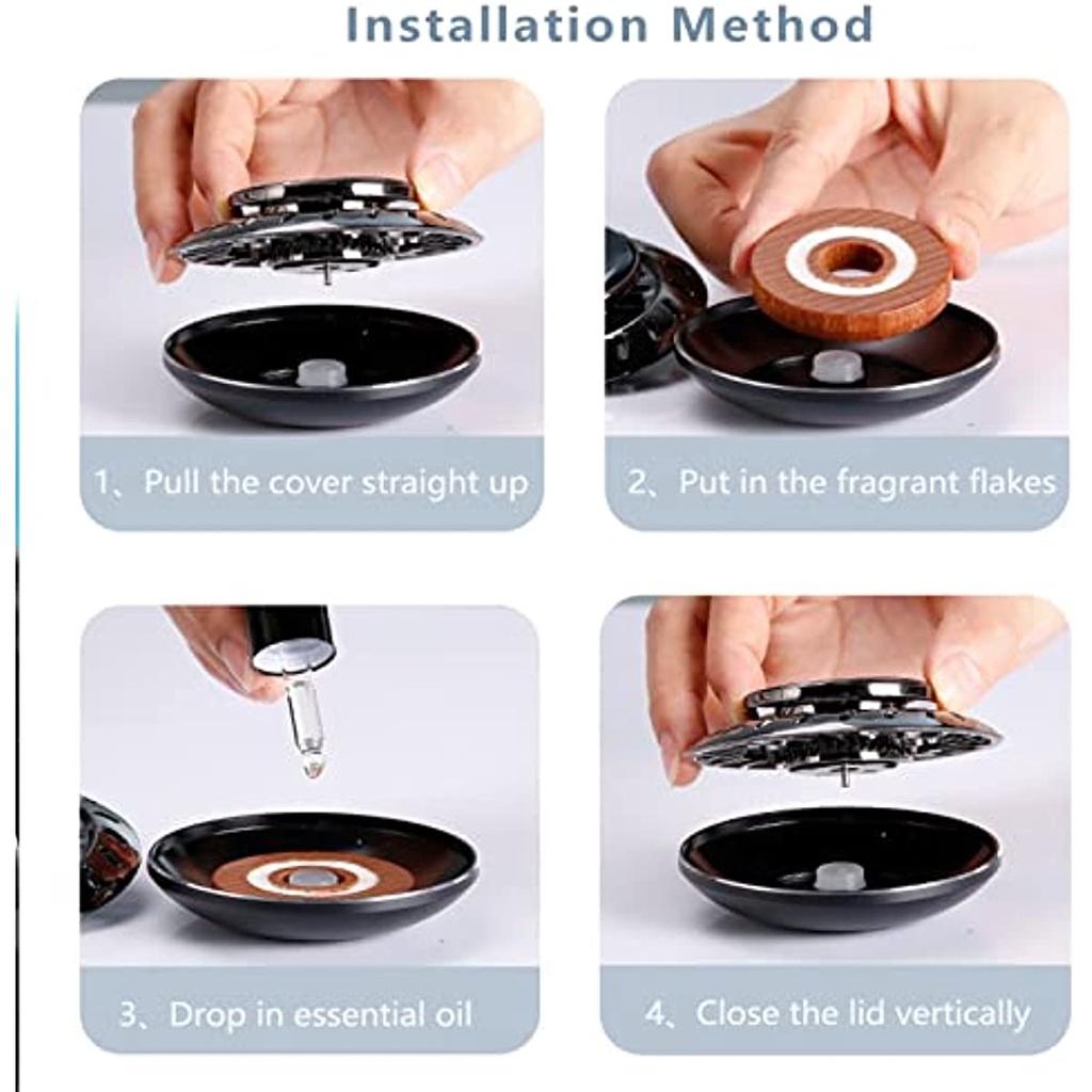 Osvěžovač vzduchu do auta Aromaterapie Solární rotační olejový difuzér Dekorace do auta Domácí kancelář Auto na jeden den 1 ks bukové vločky + 2 láhve kolínské Es