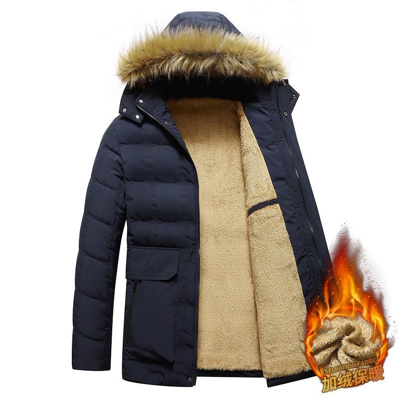 Mens Winter Thickened Fleece Lined Coat Warm Padded Jacket Casual Outerwear