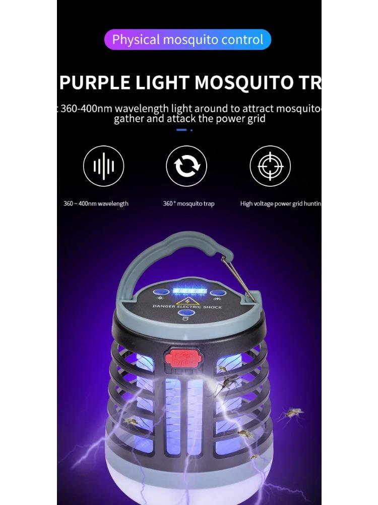 Hanging UV LED Mosquito Killer Lamp Electric Shock Insect Repeller Light USB Portable Outdoor Waterproof Hiking Camping Lantern