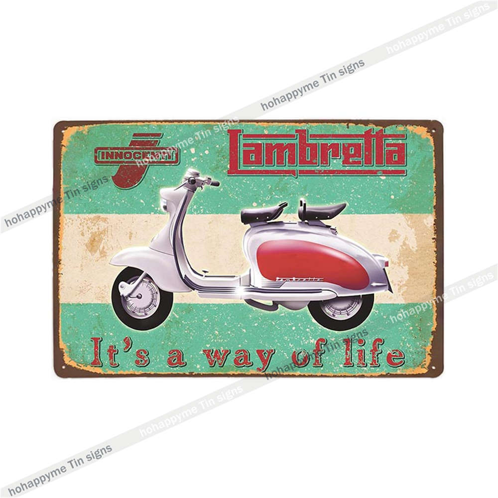 Lambretta Motor Vintage Metal Sign Plaque Decoration Motorcycle Garage Bar Wall Art Poster Plate Home Decor 20x30cm