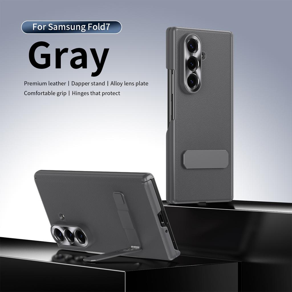 Leather Bracket Phone Case for Samsung Galaxy Z Fold 7 6 5 4 5G Fold7 Fold6 Fold5 Anti-Drop Shockproof Protective Cover