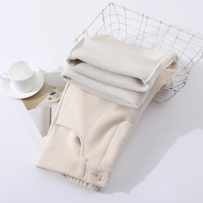 DIMANAF 2024 Winter Lange Hosen Damen Cord Harems Herbst Gerade Elastischer Einfarbiger Bund Lockere Hosen Neu