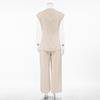 Women Causal Waistcoat Trousers Suit Spring V-neck Sleeveless Single Breasted Vest High Waist Wide Leg Pants Commute Sets