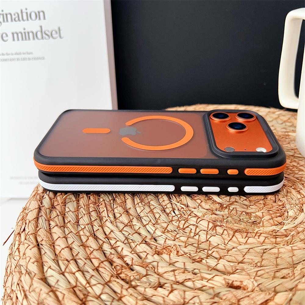 Shockproof Luxury Matte Magnetic Case for iPhone 17 Pro Max 17 Air 17 Pro Colorful Border Magsafe Wireless Charging Cover