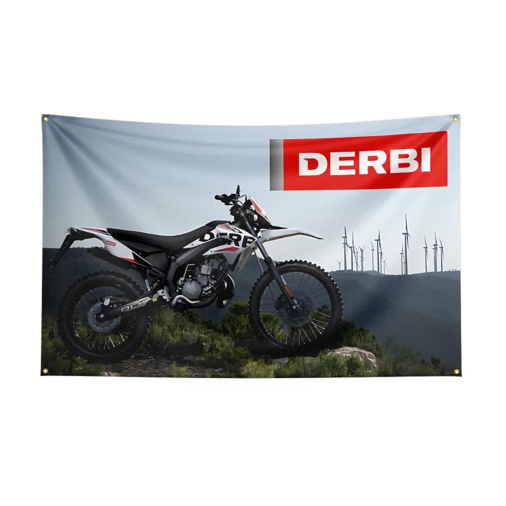 3x5 Ft DDerbi Motorcycle Flag Polyester Digital Printing Banner for Garage Wall Art Out Door Decoration With Brass Grommets