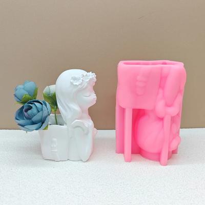 Silikon-Zementform für kreative Bastelarbeiten Rucksack Mädchen Kurze Öffnung Vase Aschenbecher Stifthalter DIY Blumenarrangement